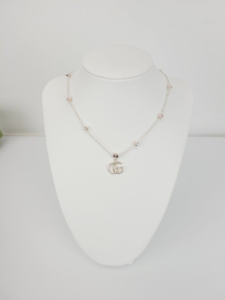 Gucci Double G Marmont Pink Pearl Pendant Necklace 43412120