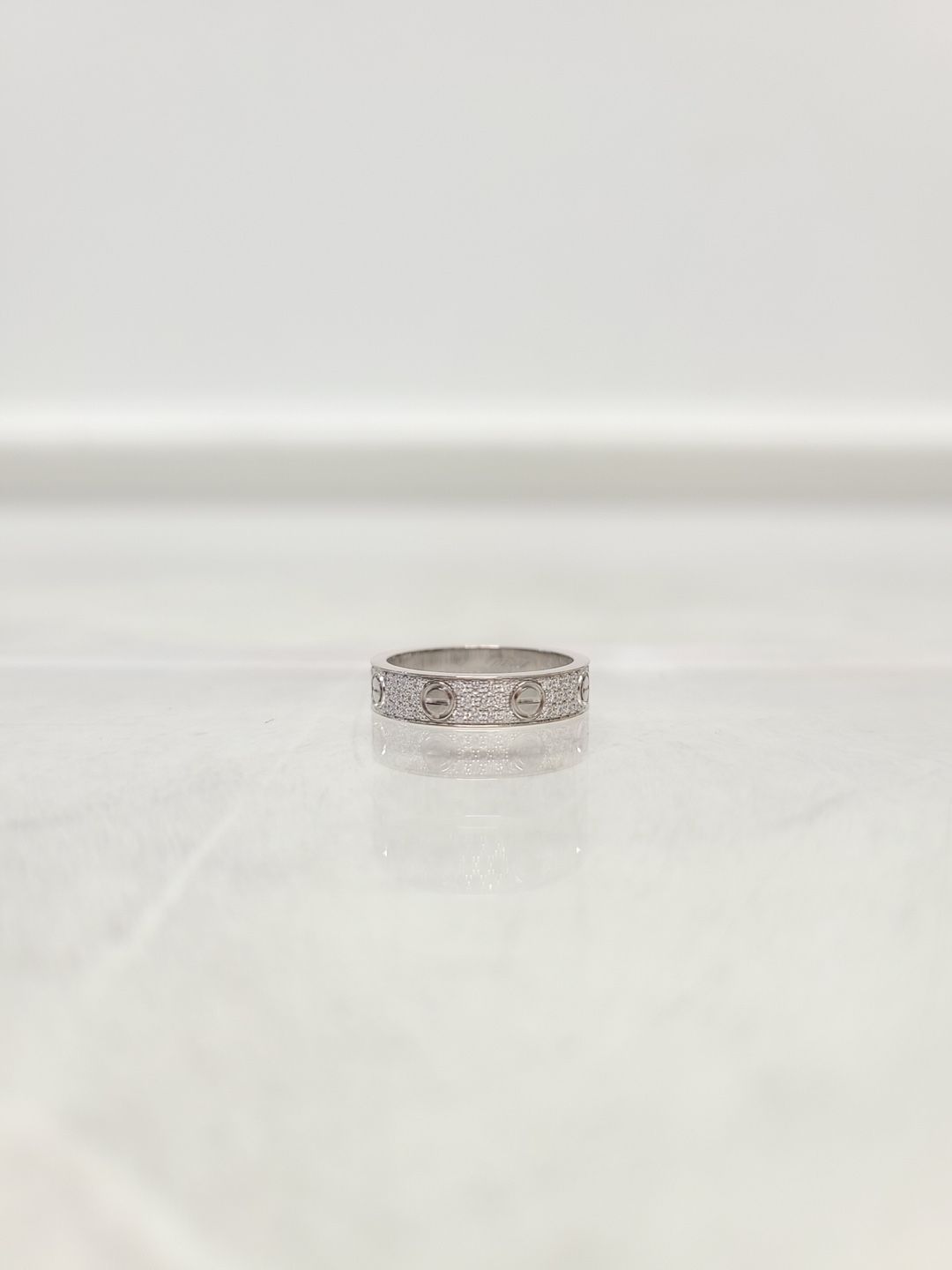 Cartier White Gold Full Pave Diamond Love Ring 48 77676222