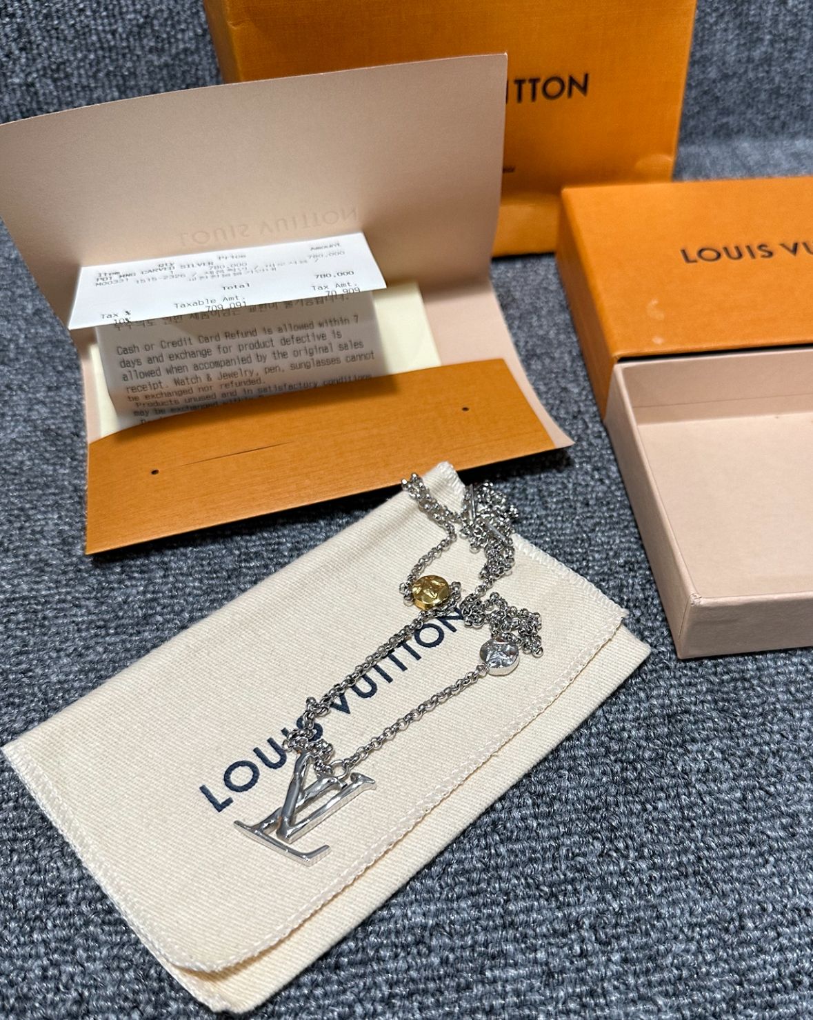 Louis Vuitton Monogram Curved LV Initials Pendant Necklace 95993726