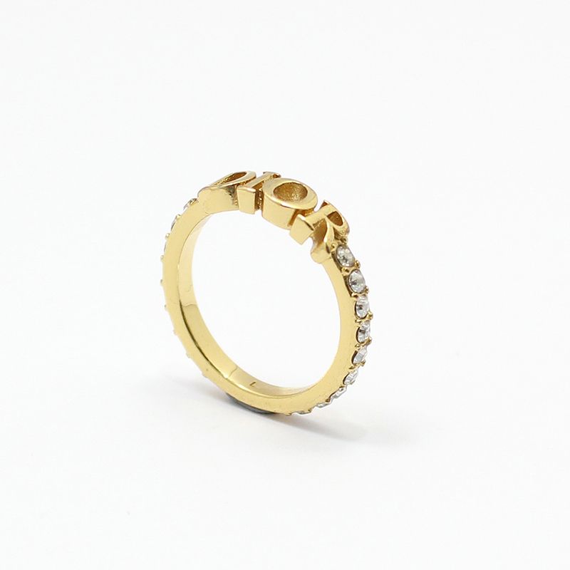 Dior Revolution Gold CD Logo Crystal Ring L 12345 112483793