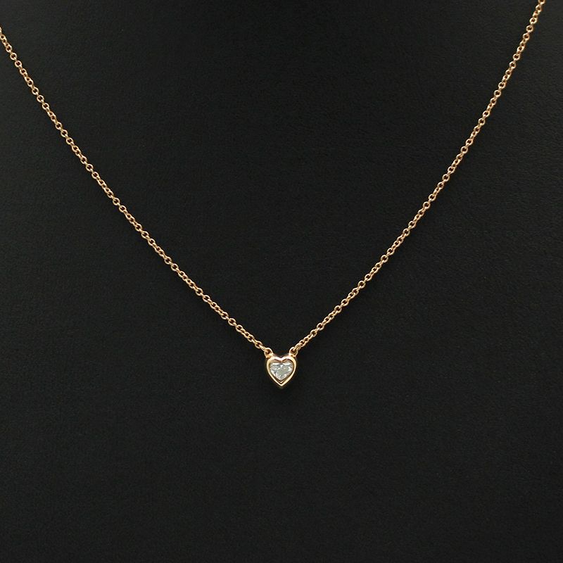 Tiffany & Co 18K Pink Rose Gold 1P Diamond by The Yard Heart Necklace 33625014 104600927
