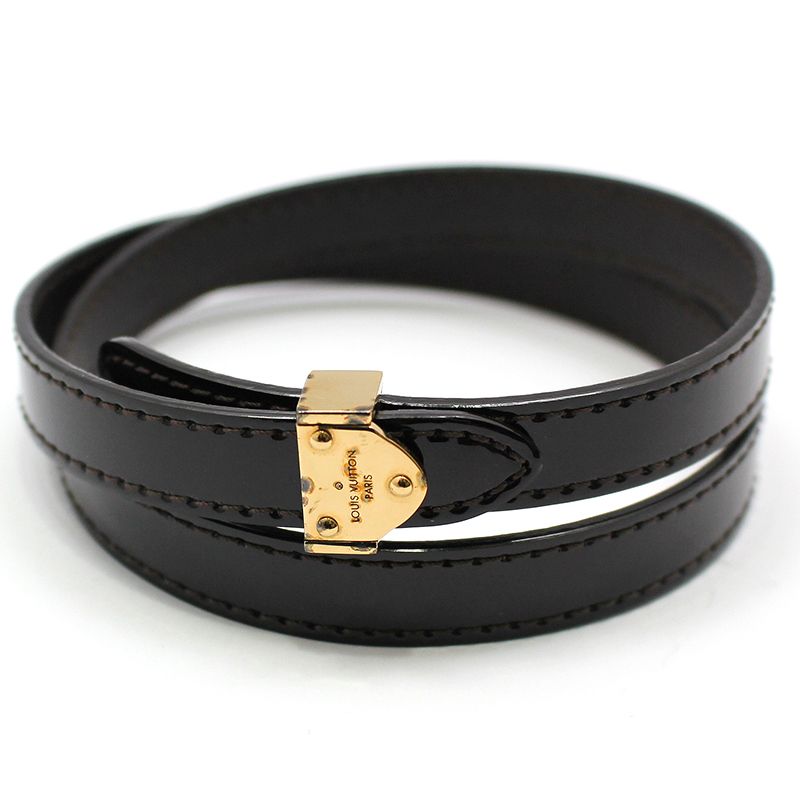 Louis Vuitton Gold-Tone Amarante Vernis Leather Strap Bracelet M6744 124111161