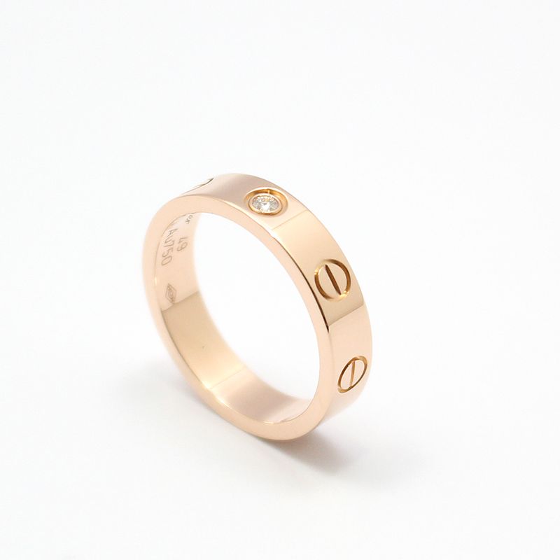 Cartier 18K Rose Pink Gold 1P Diamond Mini Love Ring 49 119081323