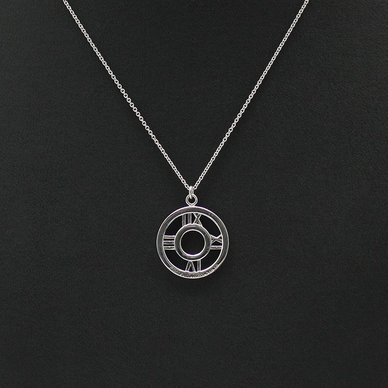Tiffany & Co Sterling Silver Atlas Circle Pendant Necklace 12345 111103964
