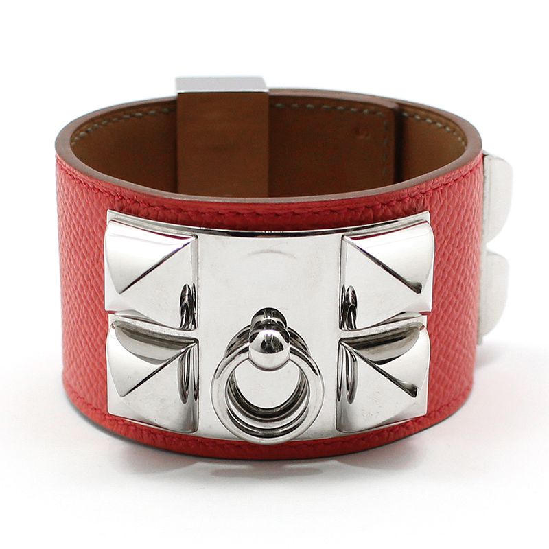 Hermes Silver Medor Epsom Leather Bracelet S 20.5CM 10001 124111190