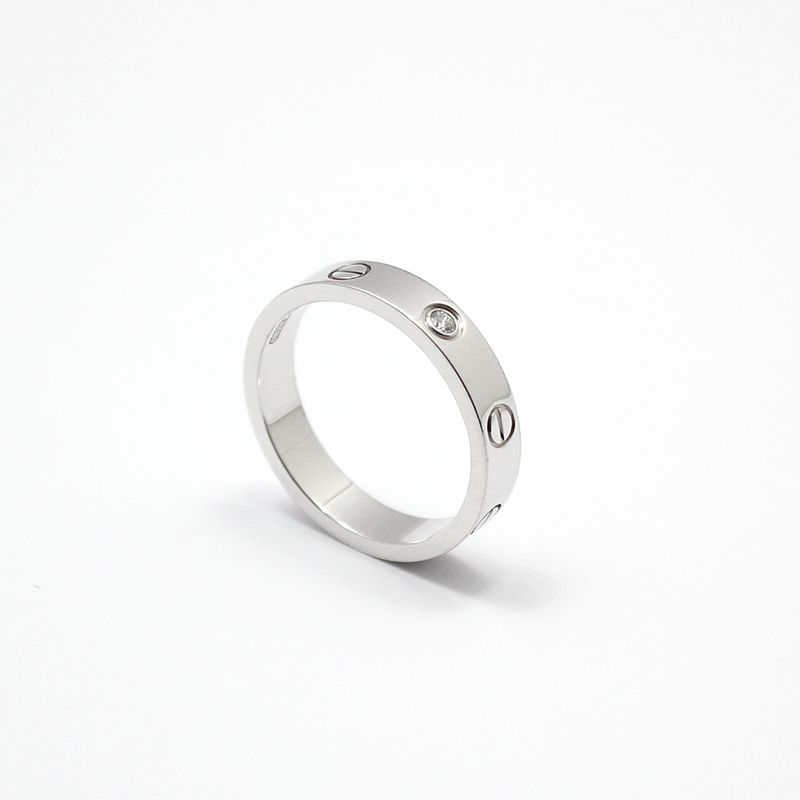 Cartier 18K White Gold 1P Diamond Mini Love Ring 55 71695962