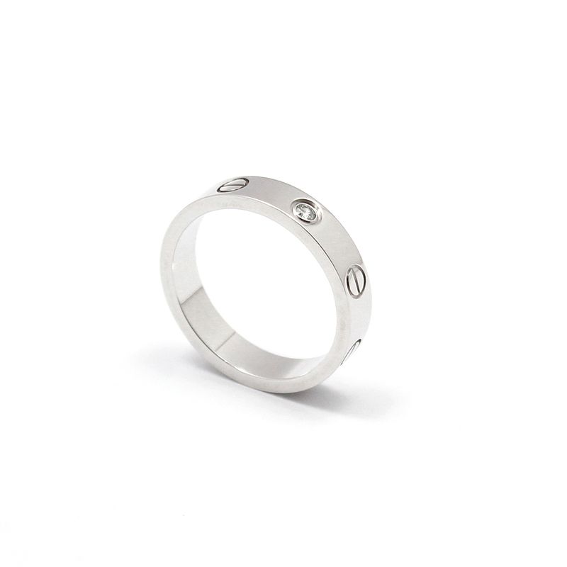 Cartier 18K White Gold 1P Diamond Mini Love Ring 51 74791885