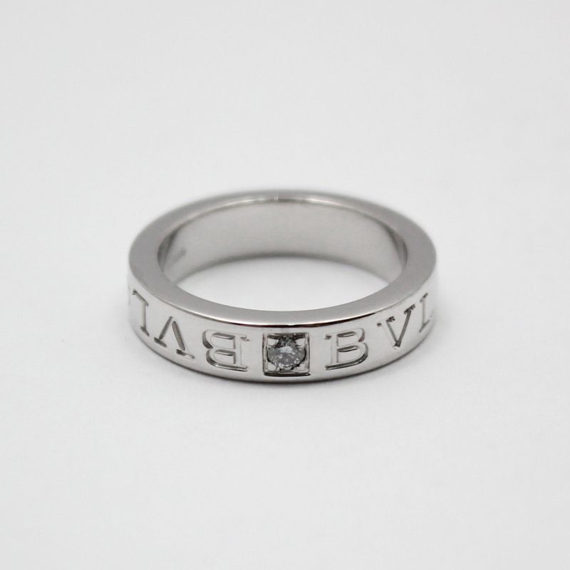 Bulgari 18K White Gold New Bibi 1P Diamond BB Ring Size 7 50750542