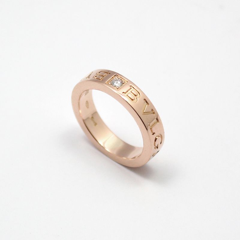 Bulgari Pink Rose Gold New Bvlgari 1P Diamond BB Ring 47 63376048