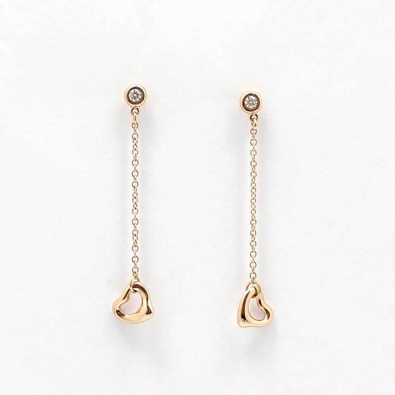 Tiffany & Co Open Heart Earrings in 18K Rose Gold with 1P Diamond 60149891 101555533