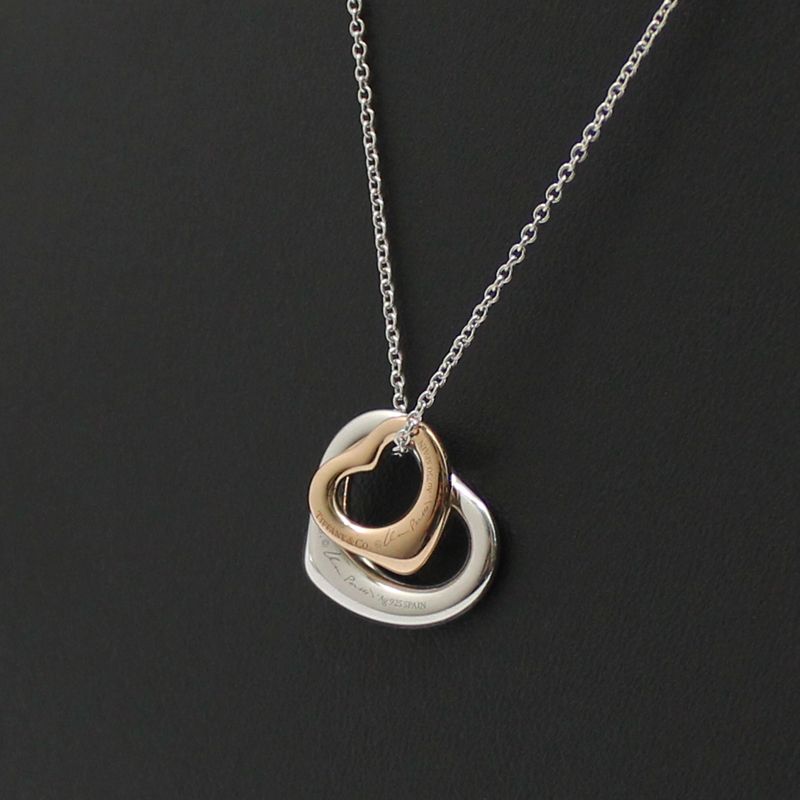 Tiffany & Co 18K Rose Gold Sterling Silver Open Heart Necklace 12345 52889940