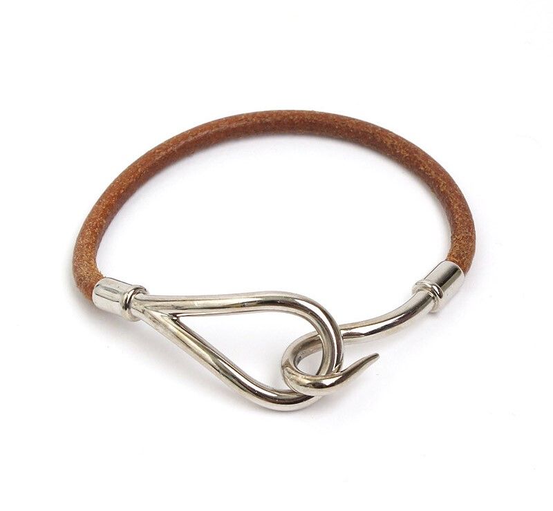 Hermes Silver Hook Leather Bracelet 31284241