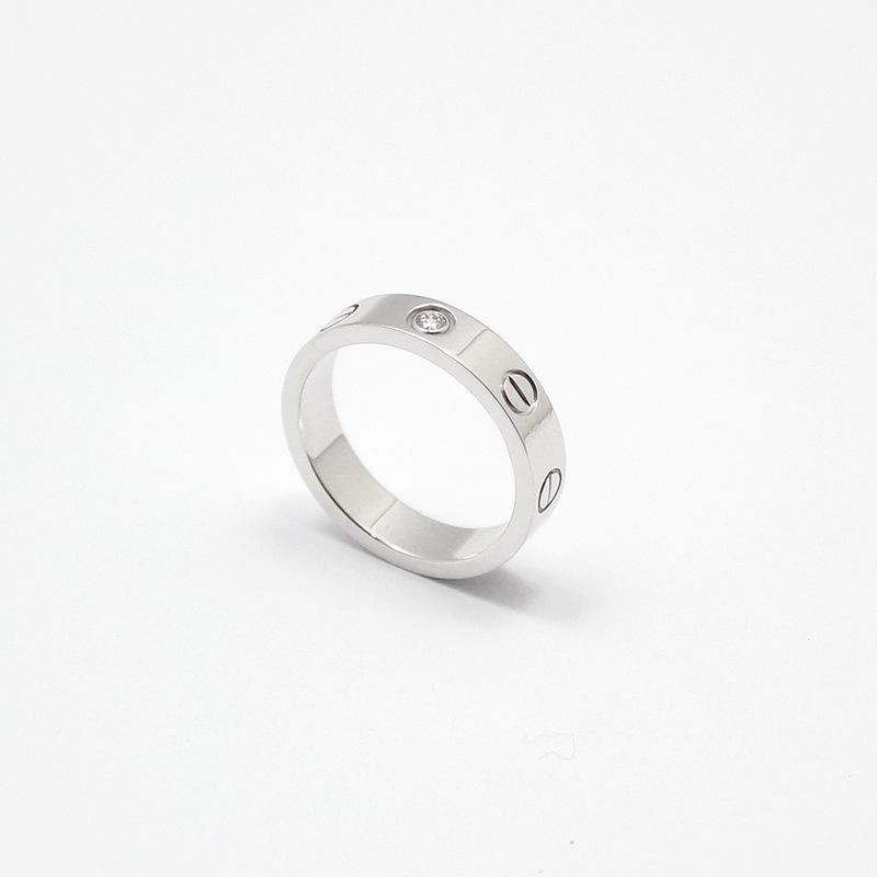 Cartier 18K White Gold 1P Diamond Mini Love Ring 47 71695856
