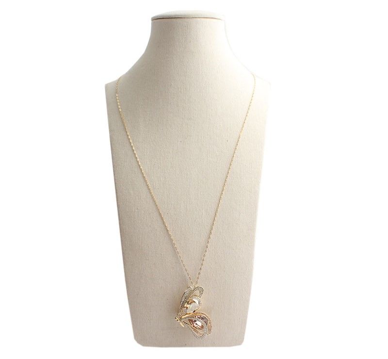 Swarovski Crystal Butterfly Brooch Pendant Gold-Plated Long Necklace 31210897