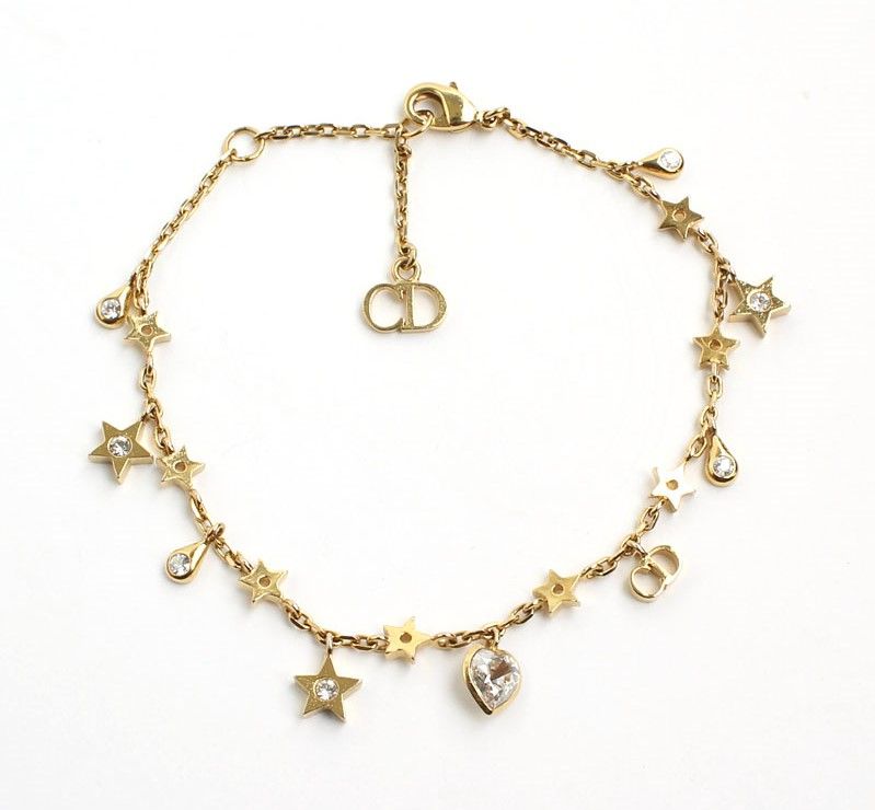 Dior Christian Multi-Charm Logo Gold-Plated Bead Bracelet 26811863
