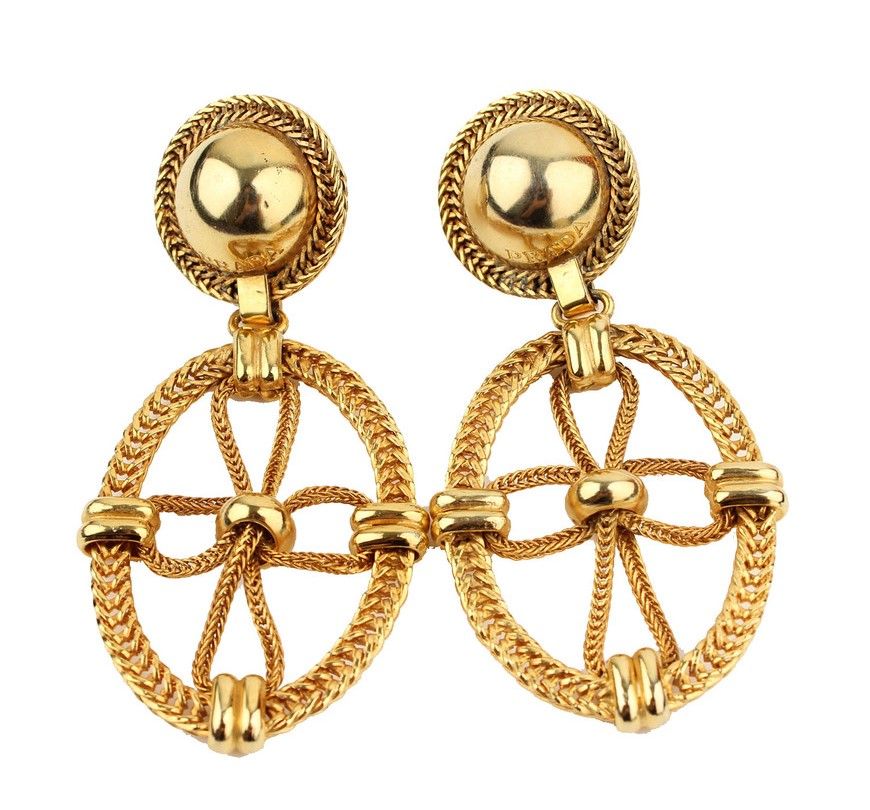 Prada Clover Clip-on Gold-tone Big Earrings 26811661