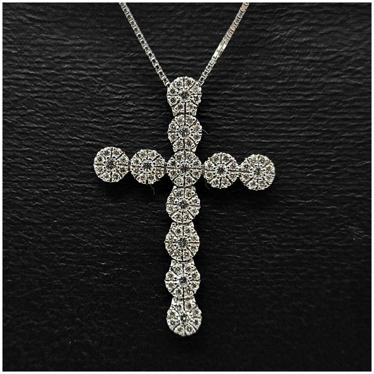 Damiani Crystal White Gold Cross Necklace 80723013 56030357