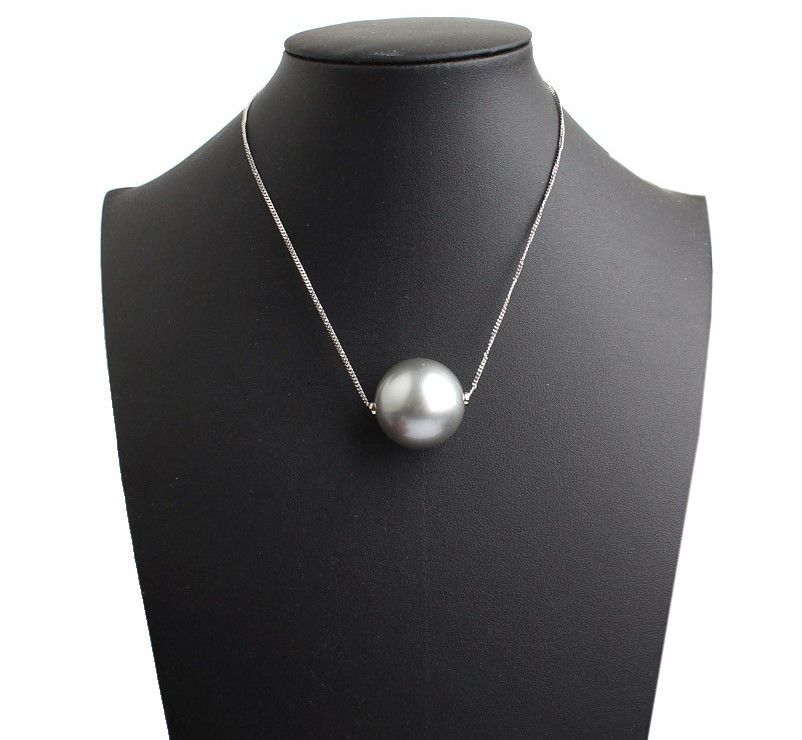 Salvatore Ferragamo Gray Big Ball Silver Necklace 26811593