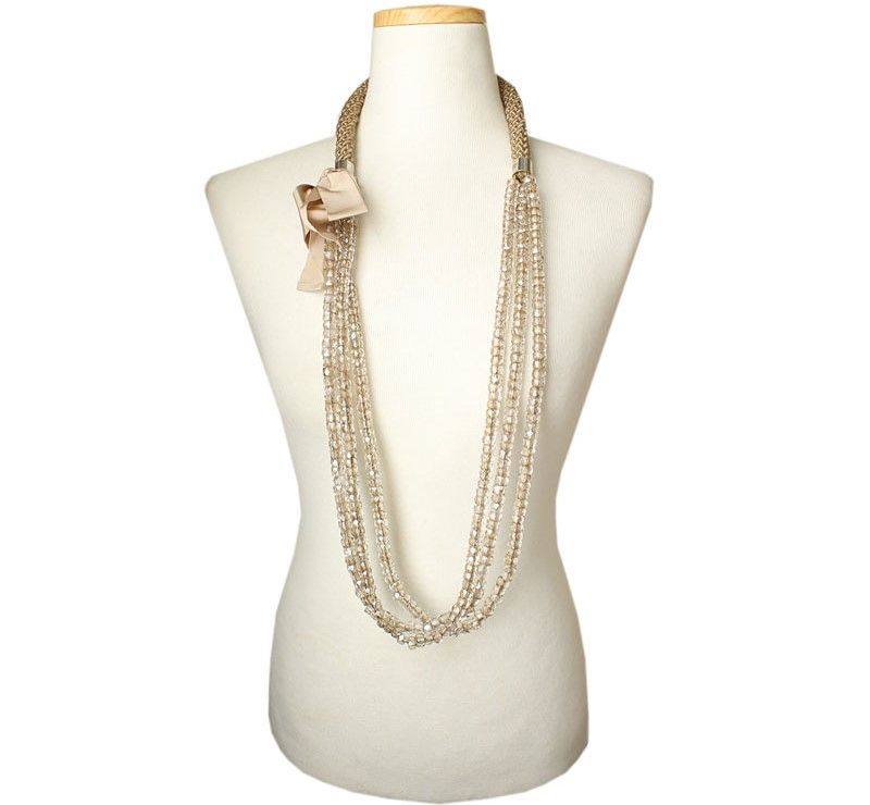MaxMara Woven Fabric Crystal Necklace 26811677