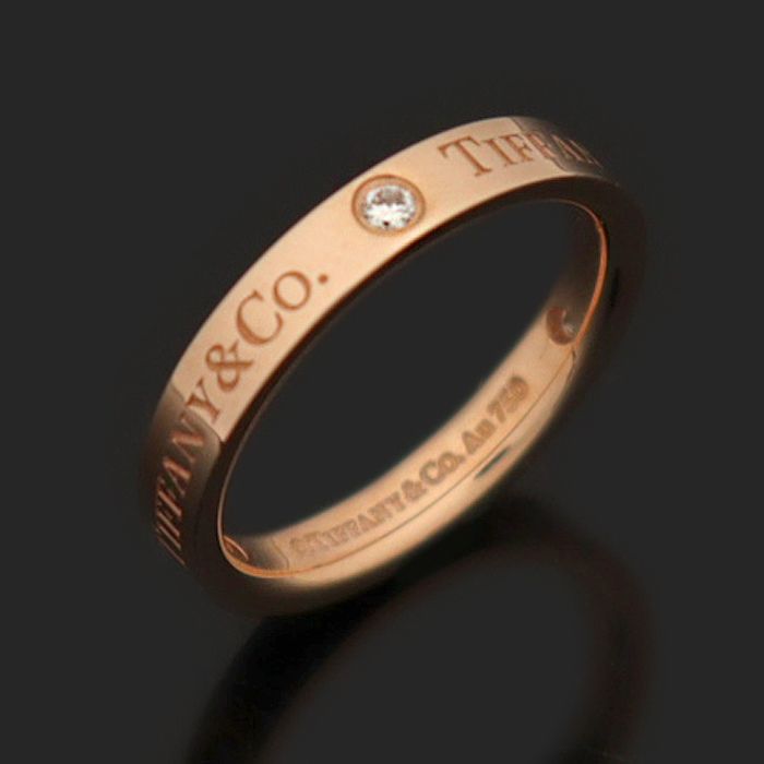 Tiffany & Co 18K Rose Gold 3P Diamond T CO Band Ring 5 120538648