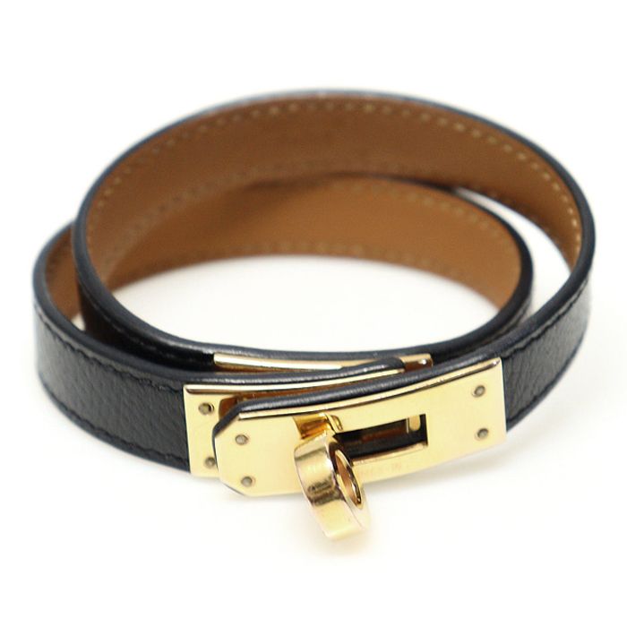 Hermes Black Epsom Gold-Plated Kelly Double Tour S Bracelet 50210HE 120244418