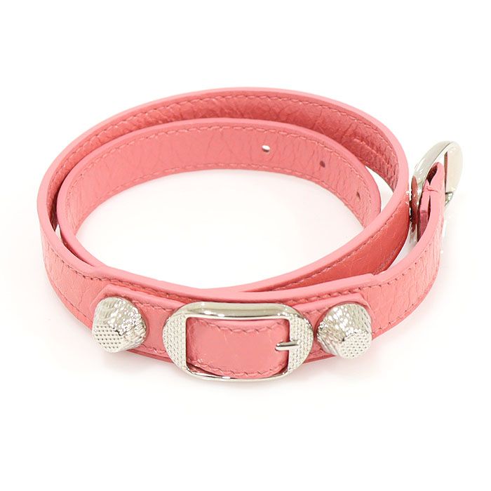 Balenciaga Pink Lambskin Silver Giant Triple Tour Bracelet S 236345 123091964