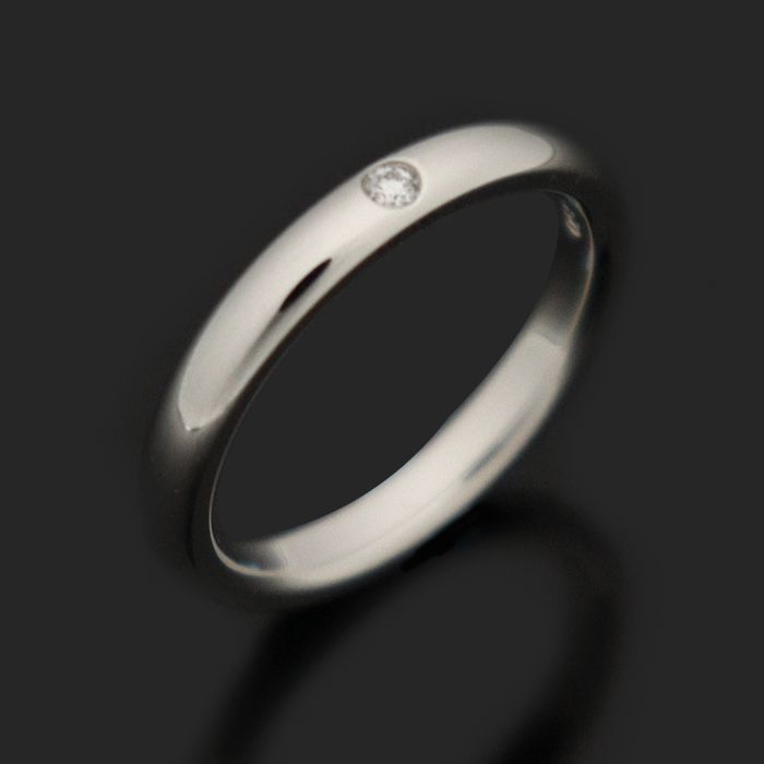 Tiffany & Co PT950 Platinum 1P Diamond Elsa Peretti Band Ring 5.5 94845303