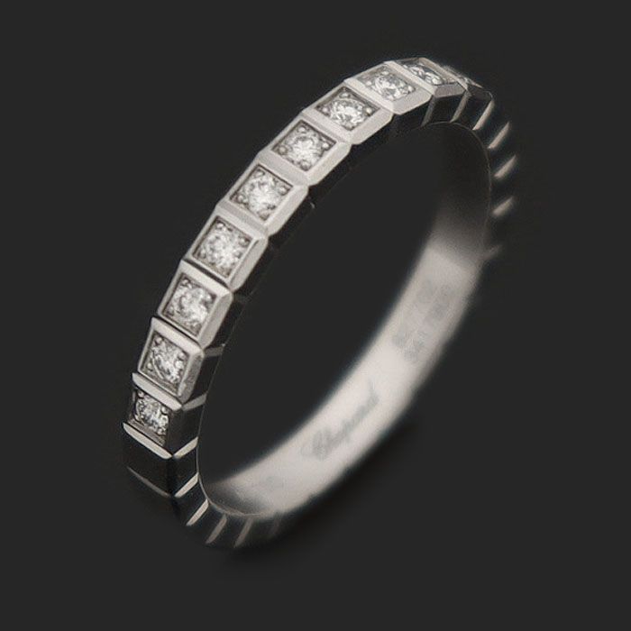 Chopard 18K White Gold 11P Diamond Half Set Ice Cube Ring 48 98638408