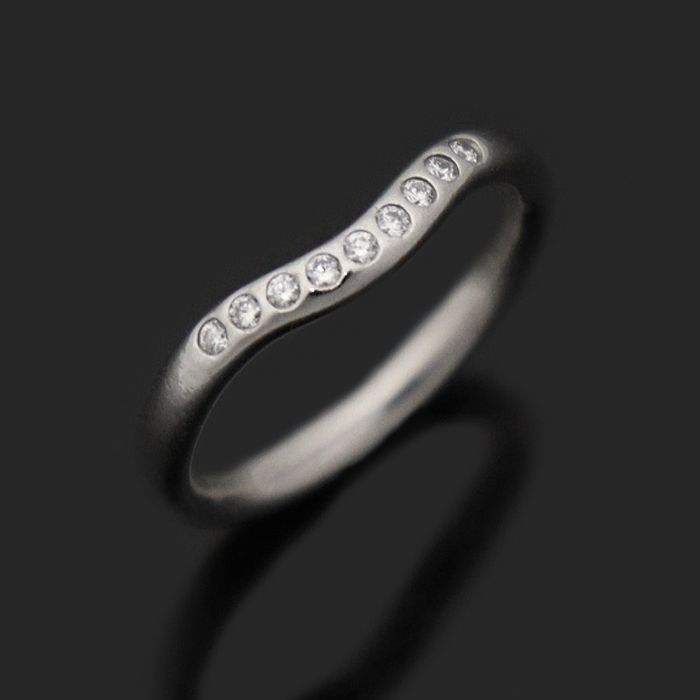 Tiffany & Co Curved Elsa Peretti Ring 9P Diamond PT950 Platinum 4 95451704