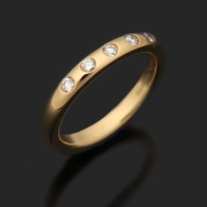 Tiffany & Co 18K Rose Gold 5P Diamond Elsa Peretti Stacking Band Ring 8 96167546