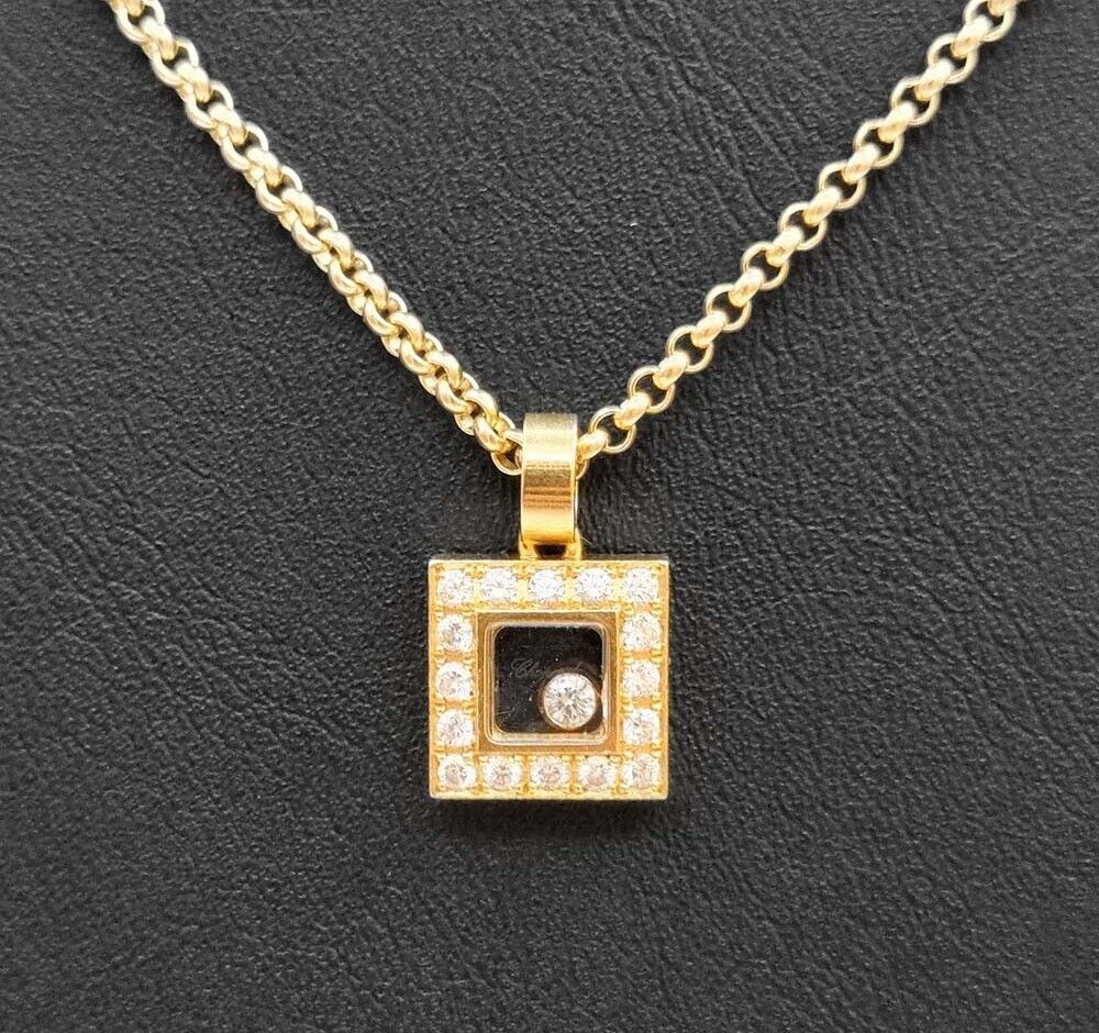 Chopard Square Gold Necklace with Moving Diamond 7343177537 96036359