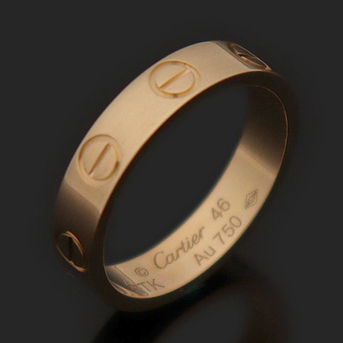 Cartier 18K Pink Gold 3MM Mini Love Ring Ring 46 102382776