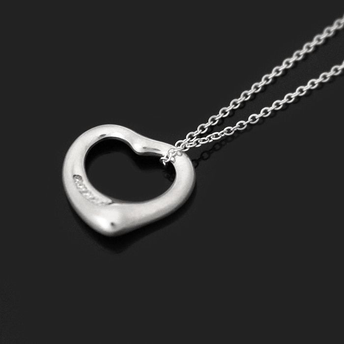 Tiffany & Co Elsa Peretti Open Heart Pendant Necklace in 925 Sterling Silver with 5P Diamonds EP94761TF 111122964