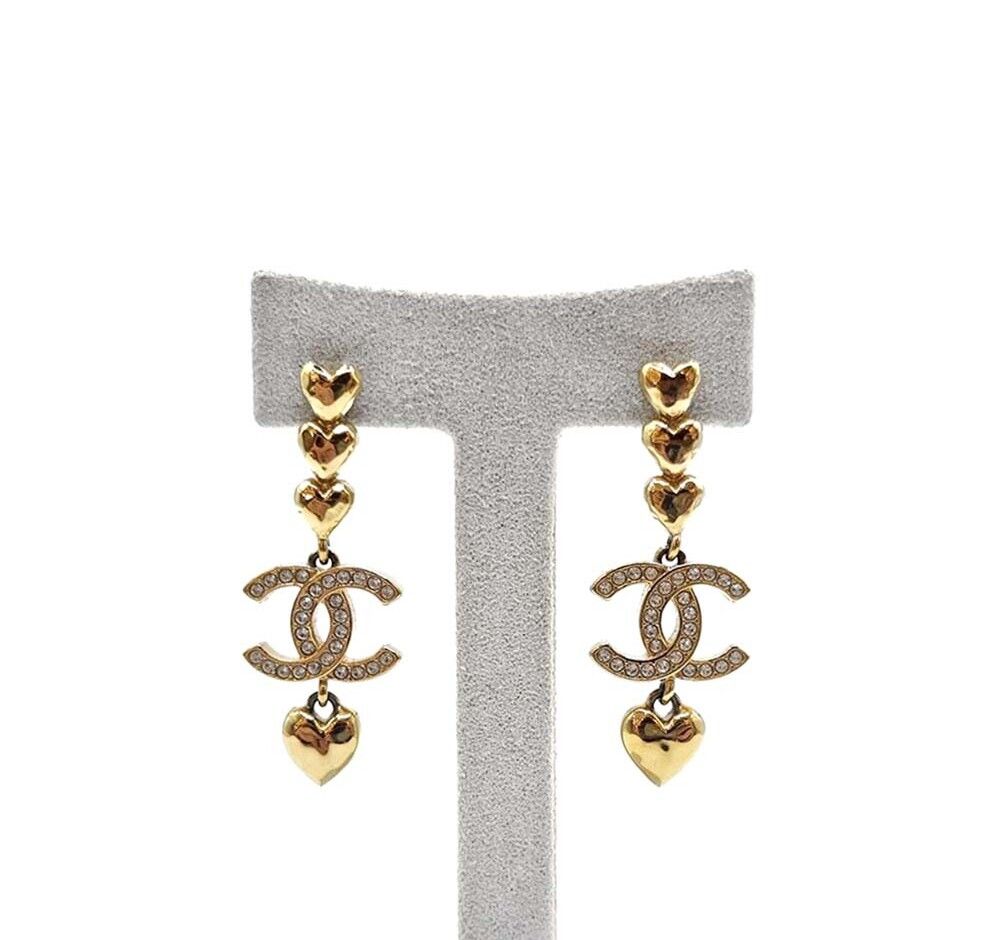 CHANEL Heart Decoration Cubic Earrings 7162336922 69032941