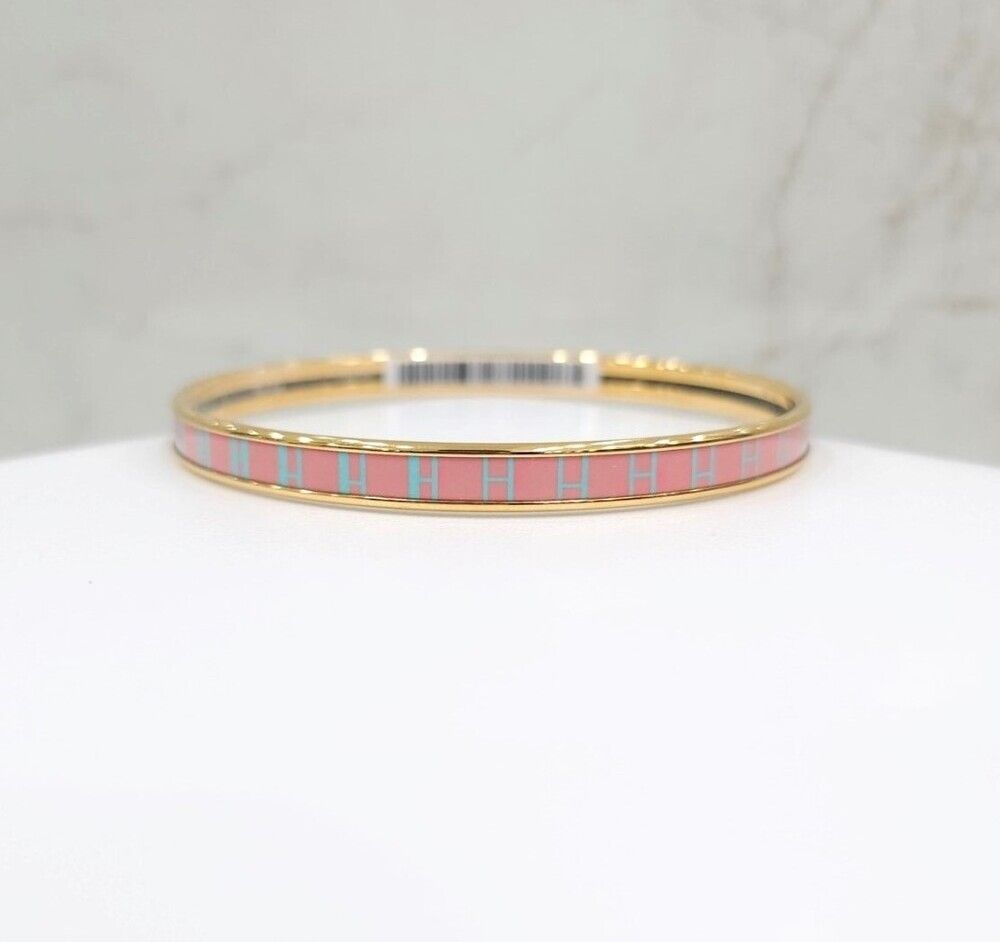 Hermes H Pattern Bangle Bracelet Pink 110713578