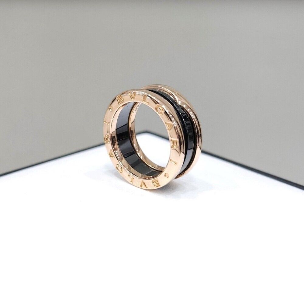 Bulgari 18K B.zero1 Band Ring 18K Rose Gold Ceramic 46 93349340
