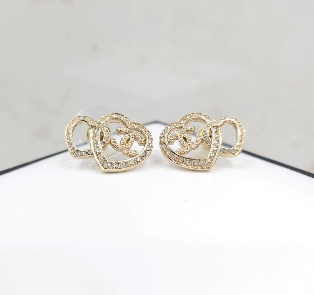 CHANEL Double Cubic Heart Earrings with CC Logo ABB666 115607864