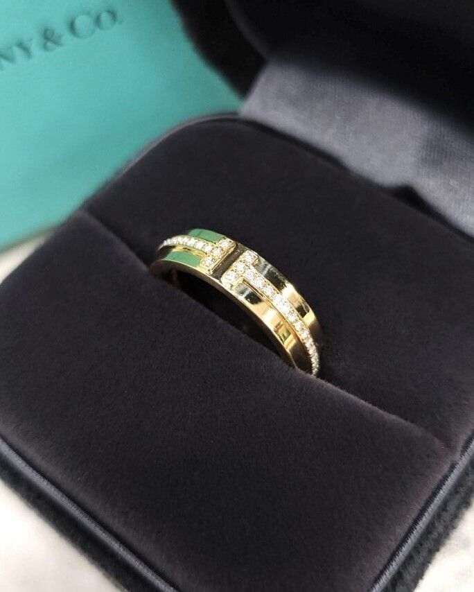Tiffany & Co 18K Yellow Gold Narrow Diamond Ring 7 59238509