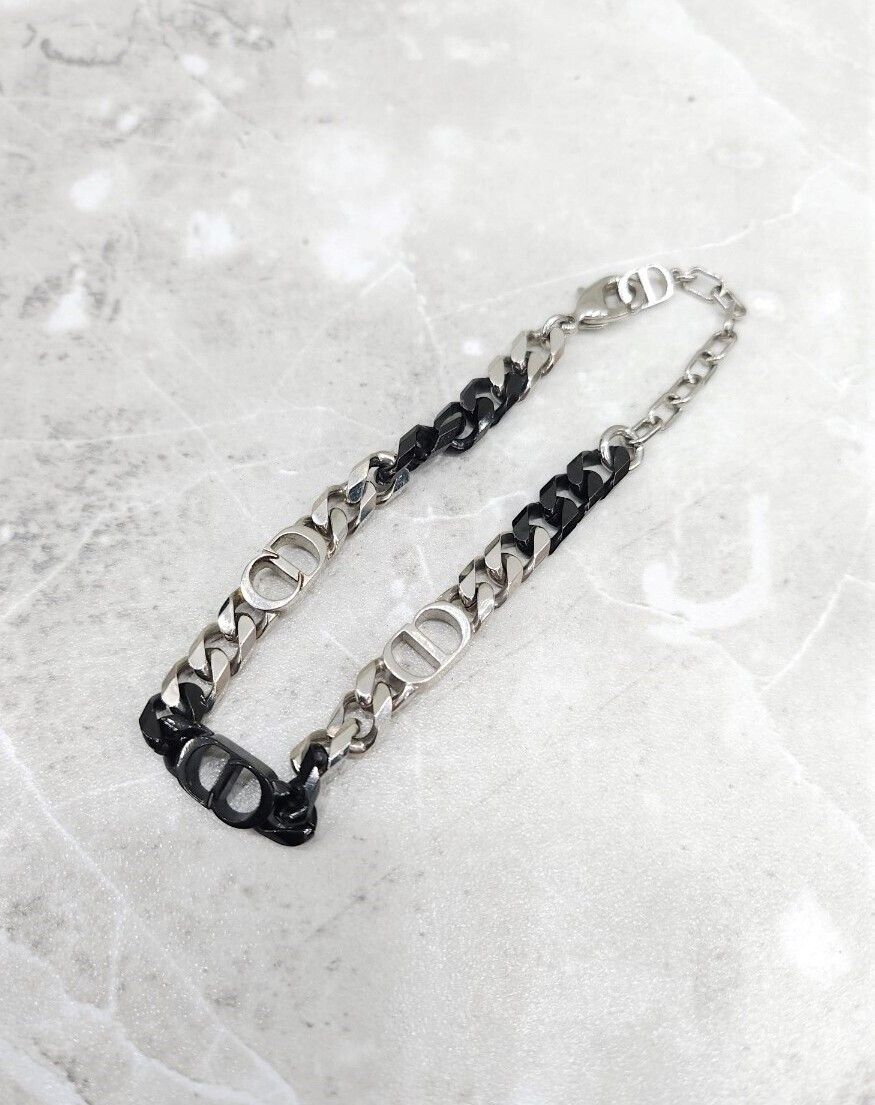 Dior CD Logo Black Silver Chain Bracelet 75061987
