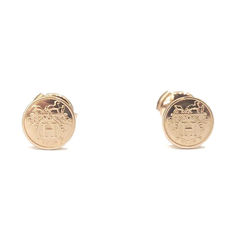 Hermes Hermes Ex-Libris Gold Earrings L629273 110757600