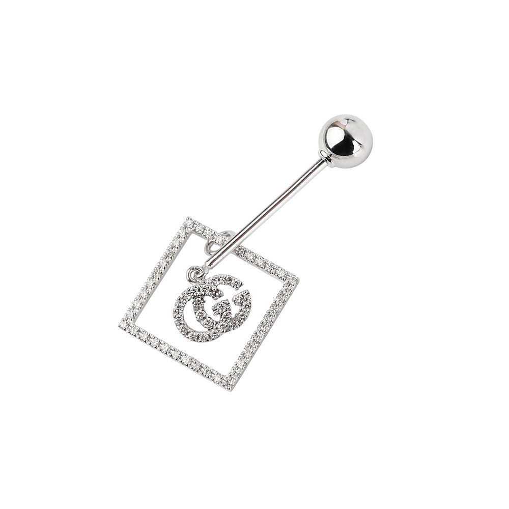 Gucci White Gold GG Running Single Diamond Earrings 34151 123596586