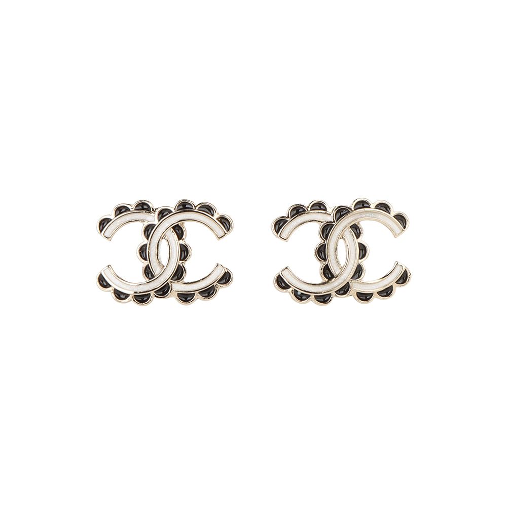 CHANEL CC Logo White Resin Earrings 33506 114629014