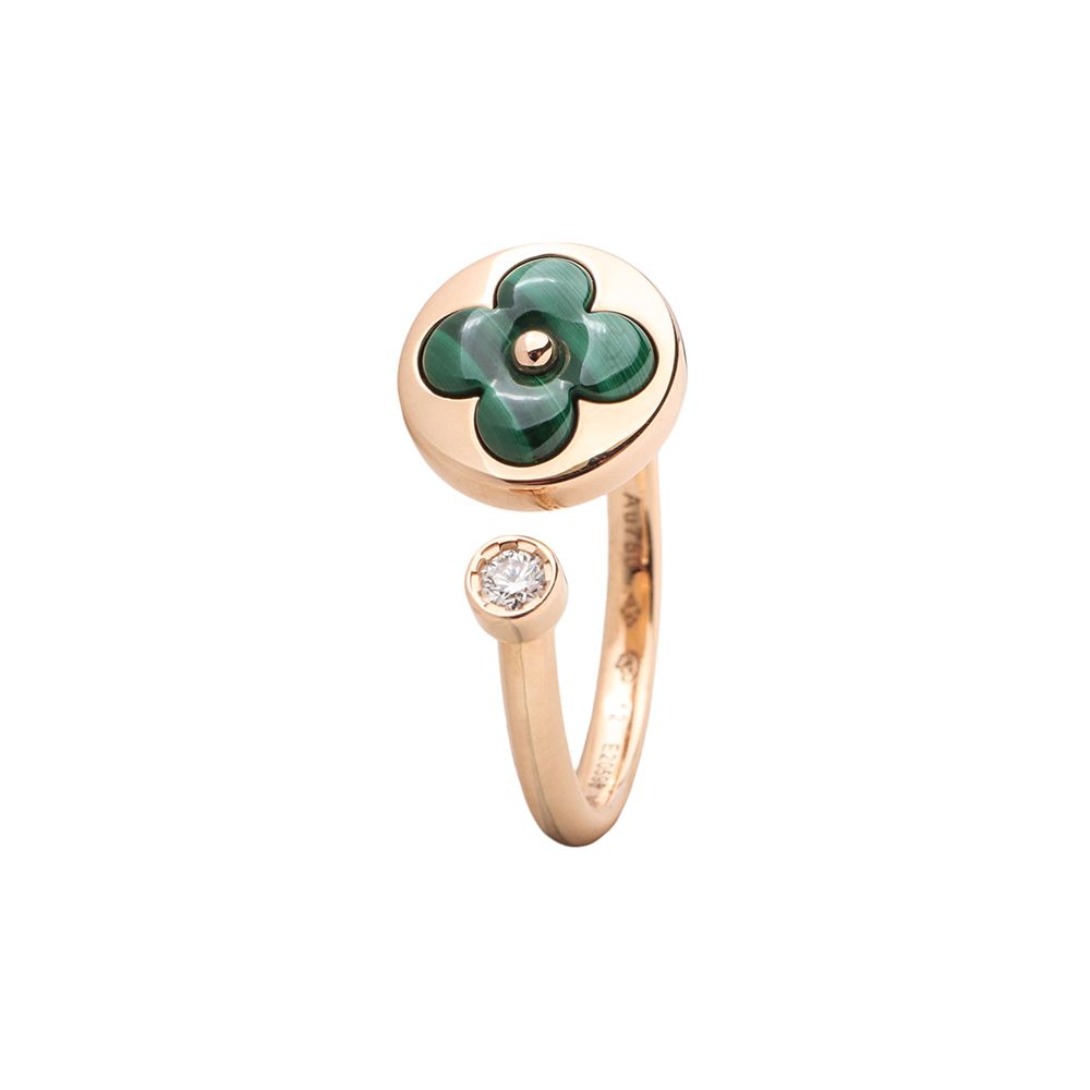 Louis Vuitton Malachite Color Blossom Mini Sun Diamond Ring in Pink Gold 52 33577-7 115319652