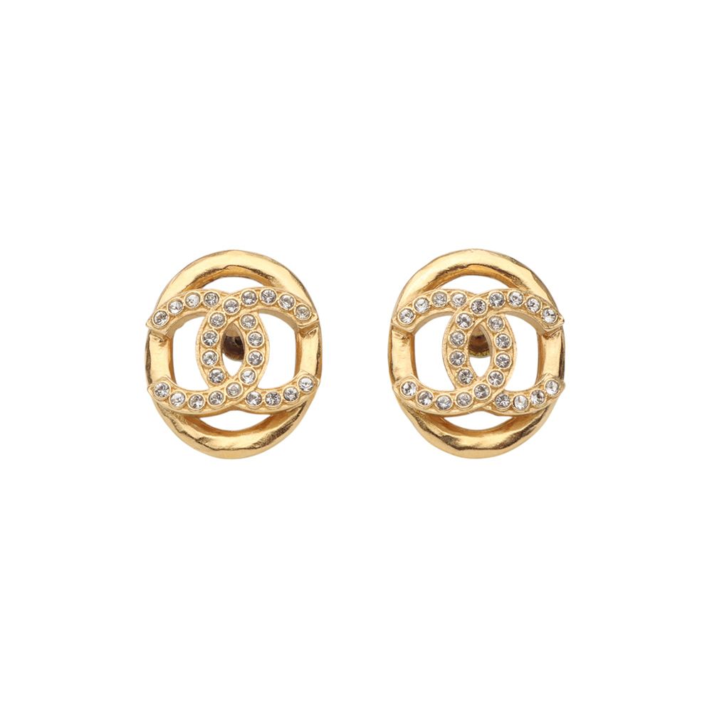 CHANEL CC Logo Crystal Oval Earrings 33778-2 119081285