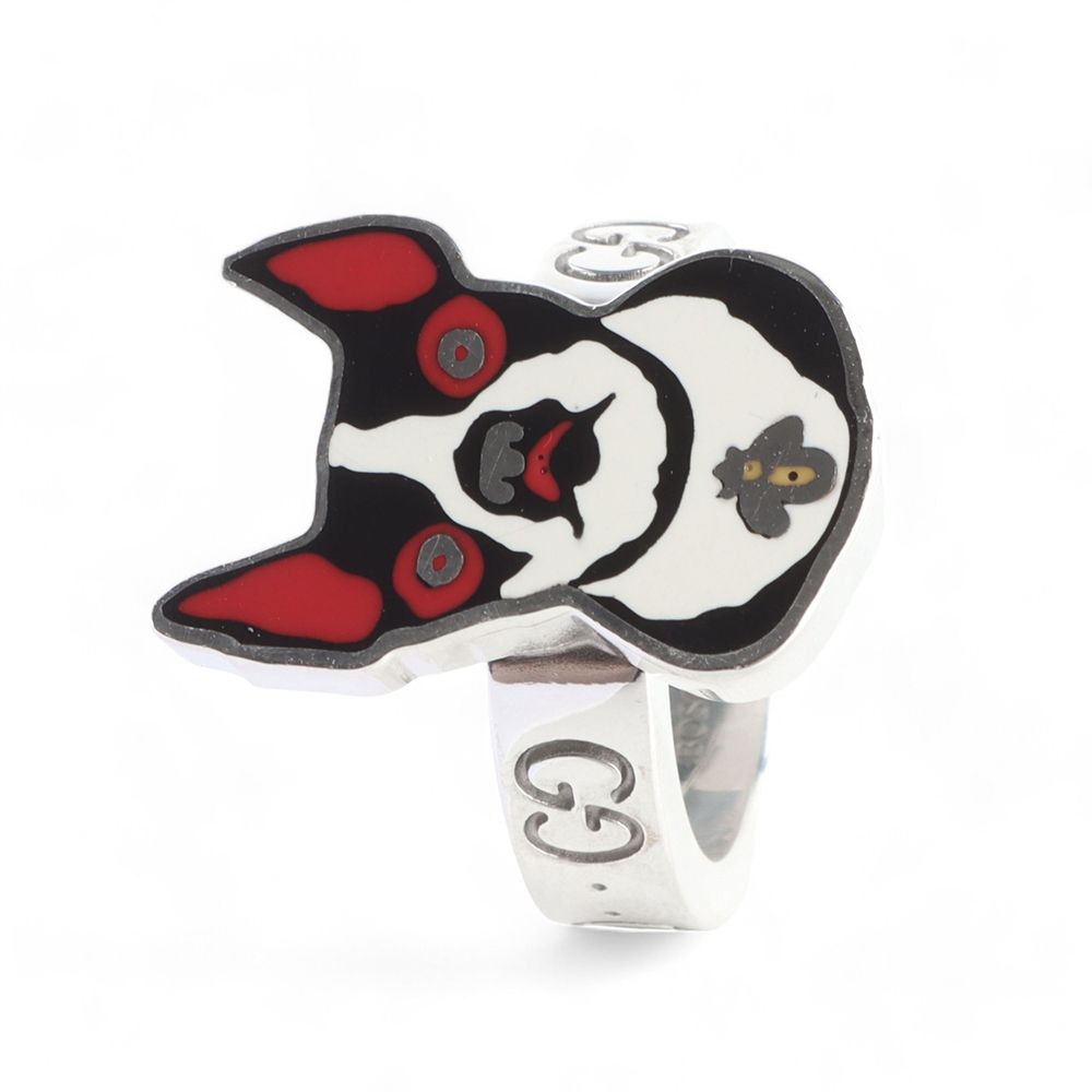 Gucci Silver 925 Bosco and Orso GG Logo Ring 12 92717099