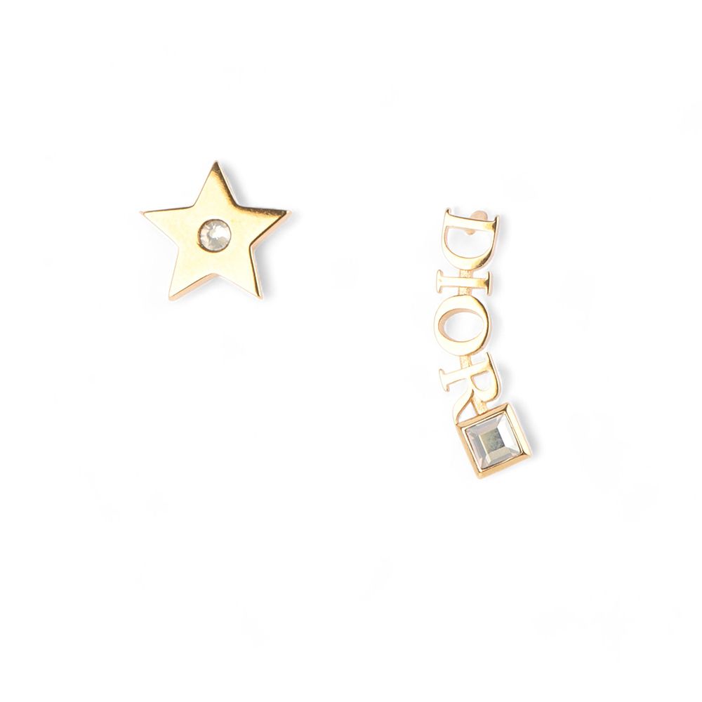Dior Revolution Logo Lettering Star Crystal Unbalanced Earrings 32779-2 88433417