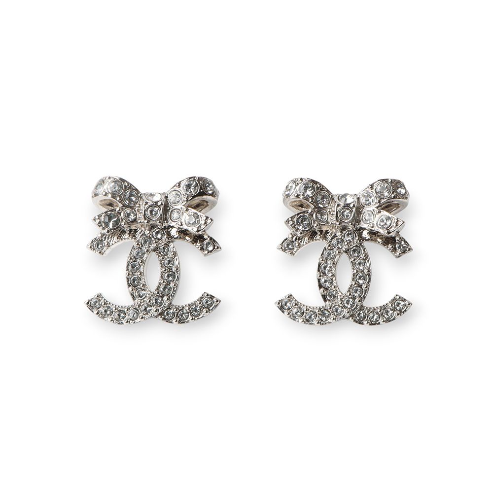 CHANEL ABA922 CC Logo Ribbon Crystal Earrings 31929 71397357