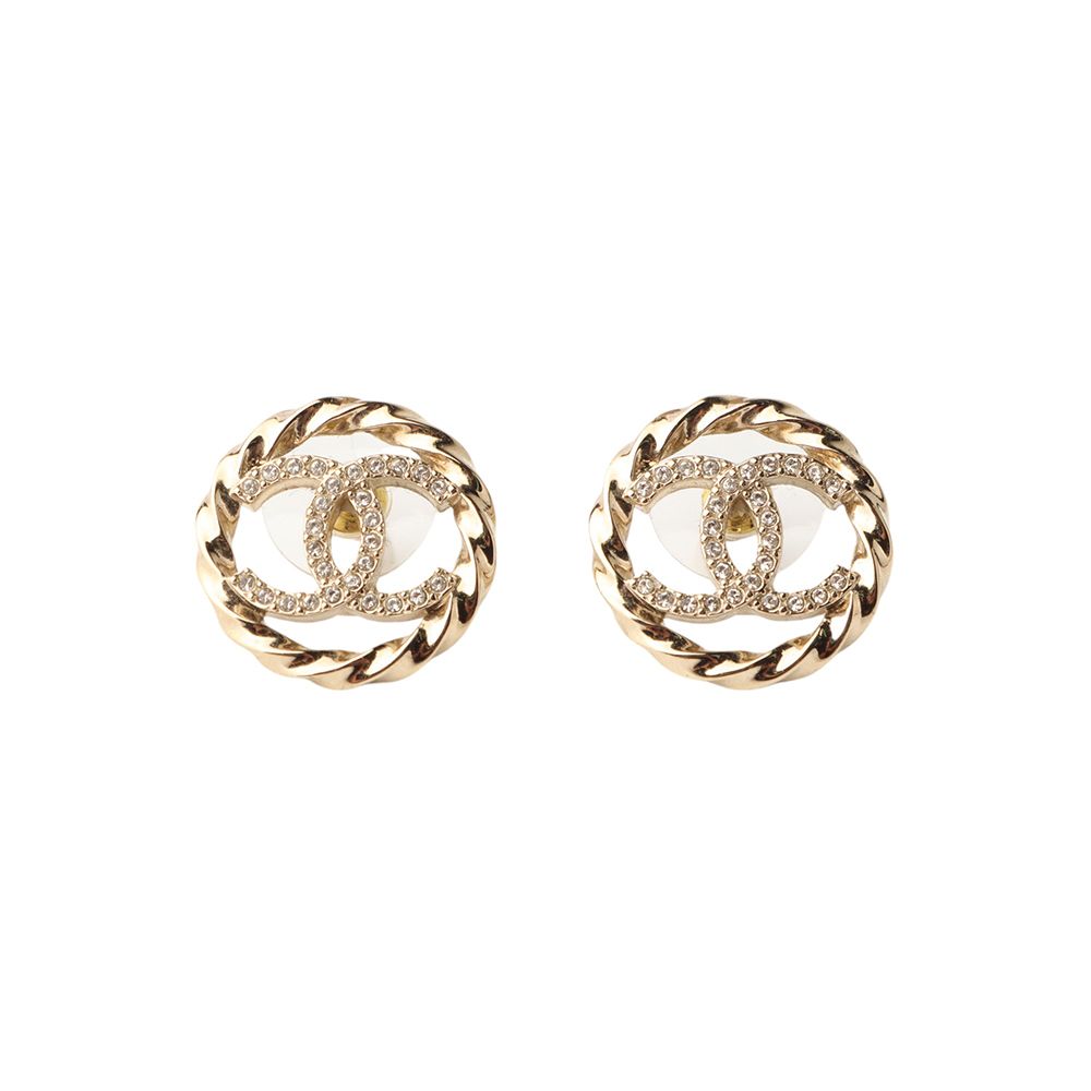 CHANEL Crystal Round Earrings with CC Logo 33778-1 119081245