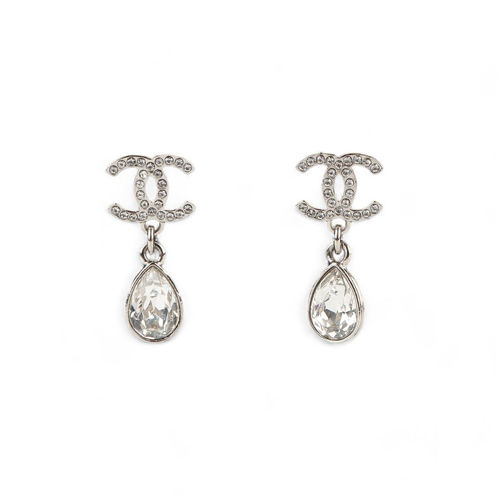CHANEL AB7112 CC Logo Crystal Drop Earrings 30580 52587212