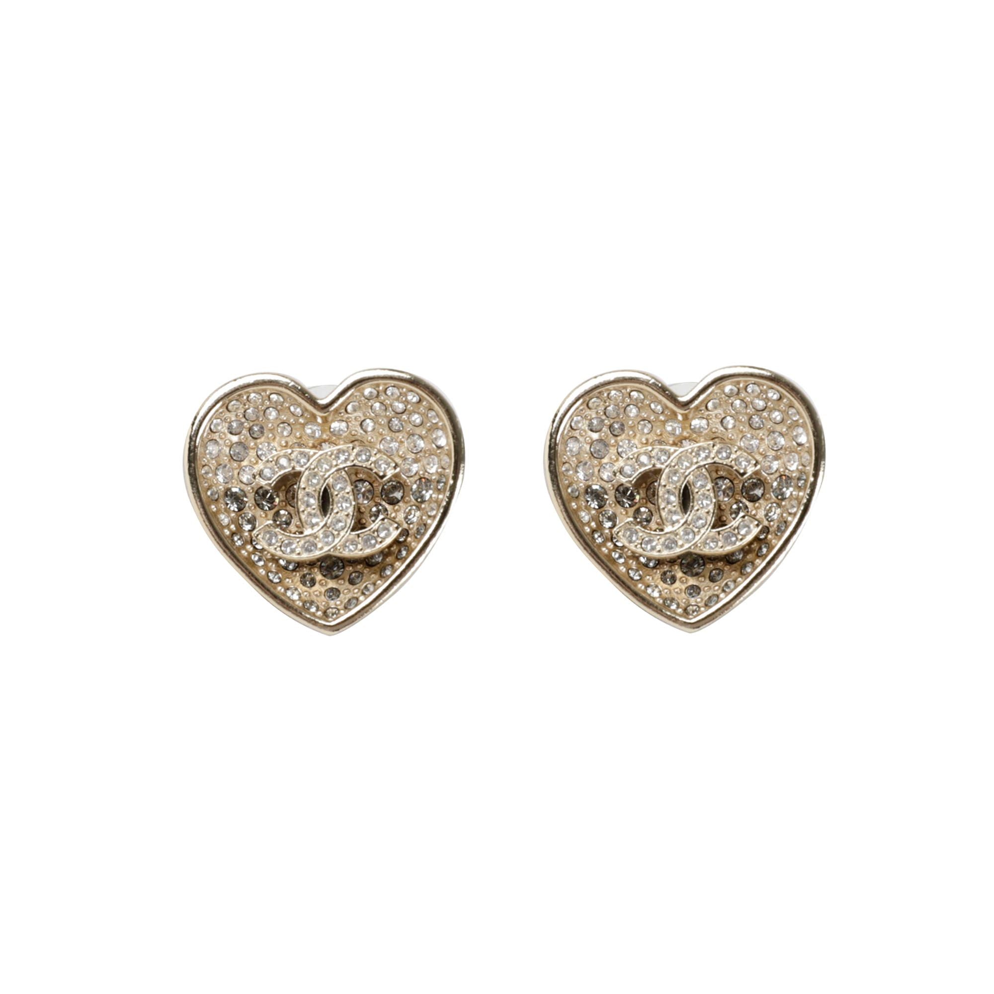CHANEL Heart Crystal Earrings ABA406 115045310